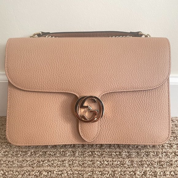 NEW 100% Authentic Gucci Calfskin Interlocking G Crossbody Shoulder Bag in Beige - Picture 7 of 8